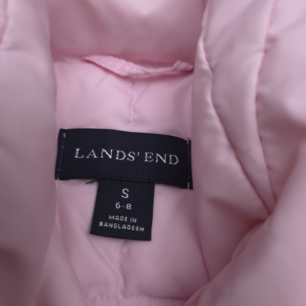 Lands End Womens S Pink Goose Down Puffer Vest Snap Front Layering Winter Staple - Picture 7 of 9
